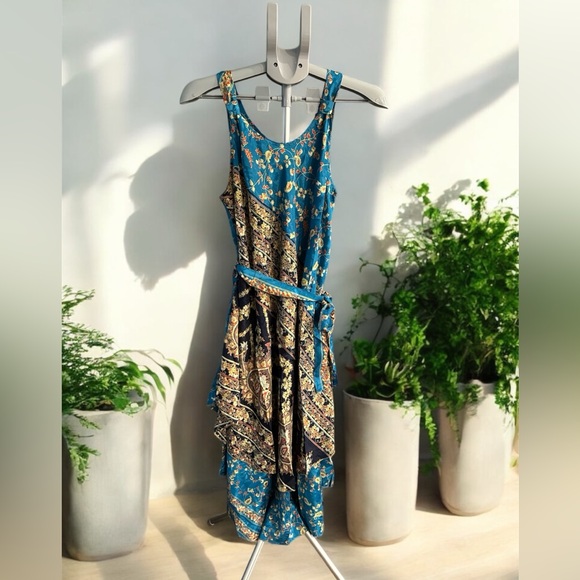 Junglee Billie Bohemian Blue and Gold Maxi Dress. Size is Freestyle - Picture 1 of 1